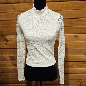 Lace Fitted Long Sleeve Top W Cowl Neck Small Charlotte Russe Y2K